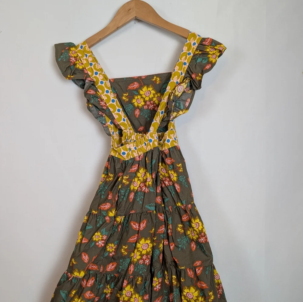 Wildflowers Sundress Girls Size 6 Brown Yellow Floral Fall Colors - Picture 2 of 11